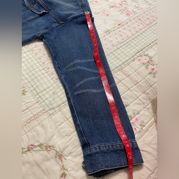 Free People Distressed Denim Trucker Jacket size L EUC - Picture 8 of 11